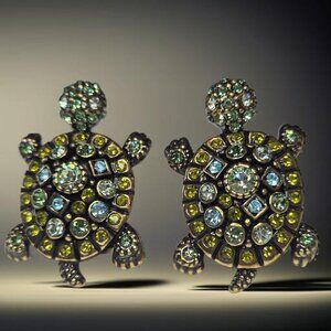 HEIDI DAUS Simply Irresistible  AB Crystal Turtle Omega Earrings